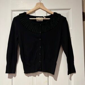 Field Flower (Anthropologie) cropped cardigan with chiffon trim